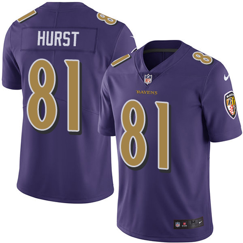Nike Ravens #81 Hayden Hurst Purple Men's Stitched NFL Limited Rush Jersey - Click Image to Close